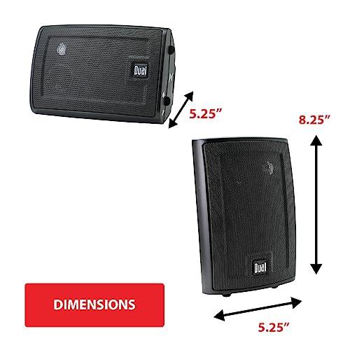 Dual Electronics LU43PB Black 4 inch 3-Way High Performance Outdoor Indoor Speakers with Powerful Bass | Effortless Mounting Swivel Brackets | Weather Resistant | Sold in Pairs | Black - CookCave