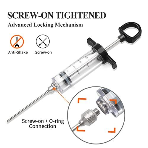 Tri-Sworker Plastic Meat Injector Kit for Smoker with 3 Flavor Food Syringe Needles, Ideal for Injecting Marinade into Turkey, Meat, Brisket; 1-OZ; Including Paper User Manual, Recipe E-Book (PDF) - CookCave