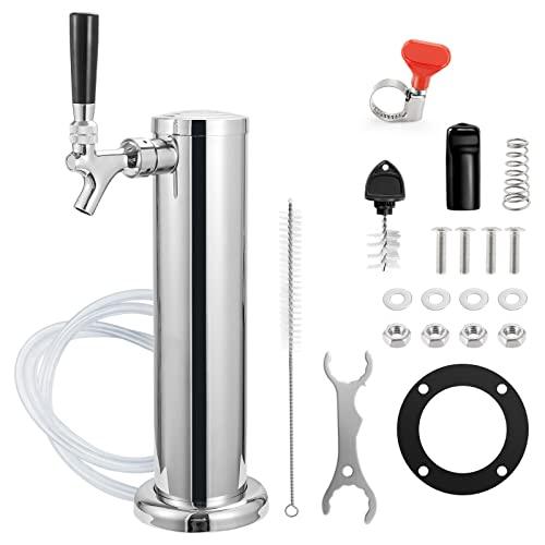 MRbrew Single Tap Draft Beer Tower, Support Countertop and Kegerator Installation, Stainless Core Beer Faucet Stainless Steel 3'' Flange Brewing Tower Dispenser Kit with Self-Closing Faucet Spring - CookCave