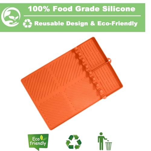 Silicone Grill Side Shelf Mat for Blackstone BBQ Grill, 3 in 1 Silicone Spatula Mat with Drip Pad,Large Silicone Utensil Rest for Multiple BBQ Grill Tools (BPA-Free & Heat Resistant & Upgraded) - CookCave