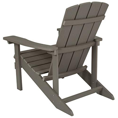 Flash Furniture Charlestown Indoor/Outdoor Faux Wood Adirondack Chair, Weather-Resistant Polyresin Patio Adirondack Chair with 350-lb. Static Weight Capacity, Gray - CookCave