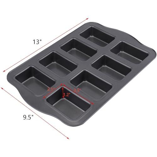 Lawei 2 Pack Mini Loaf Pan - 8 Cavity Non-Stick Bread Pans Carbon Steel Baking Pan - CookCave