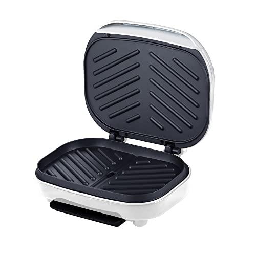 Dominion 2-Serving Classic Plate Electric Indoor Grill and Panini Press, Easy Storage & Clean, Perfect for Breakfast Grilled Cheese Egg & Steak, White - CookCave