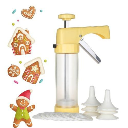 Ourokhome Cookie Press Icing Gun - Biscuit Maker Machine with 16 Discs and 6 Cake Decoration Tips (Yellow) - CookCave