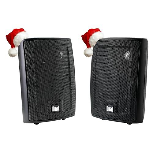 Dual Electronics LU43PB Black 4 inch 3-Way High Performance Outdoor Indoor Speakers with Powerful Bass | Effortless Mounting Swivel Brackets | Weather Resistant | Sold in Pairs | Black - CookCave