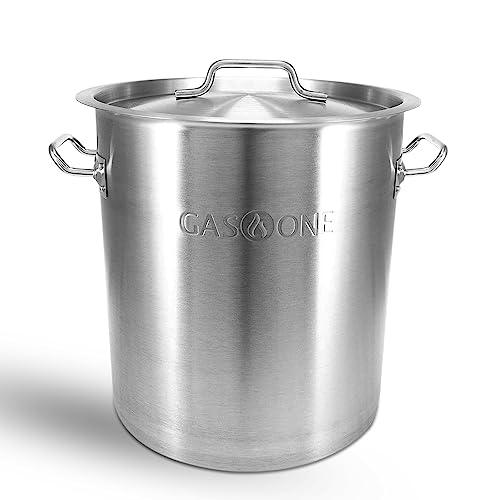 GasOne Stainless Steel Stockpot – 20qt Stock Pot with Lid and Capsule Bottom – Heavy-Duty Cooking Pot for Beer Brewing, Soup, Seafood Boil – Satin Finish Stainless Steel Soup Pot - CookCave