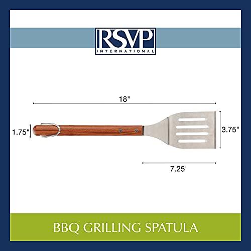 RSVP International Endurance BBQ Grill Spatula Flipper, 18" | Flip Burgers & Other Food w/ Long Handle that Keeps Hands Safe from Fire | Made from Stainless Steel & Rosewood - CookCave