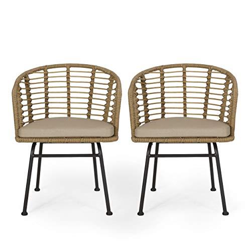 Christopher Knight Home Randy Outdoor Dining Chair Sets, Beige + Light Brown + Black - CookCave