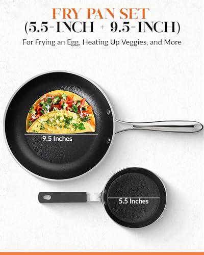 GOTHAM STEEL 2 Pc Non Stick Frying Pans Set, 5.5 Inch Egg Frying Pan Nonstick Frying Pan 9 Inch, Egg Pan, Non Stick Pan, Frying Pans Nonstick, Skillet Set, Oven Safe, Non Toxic, Dishwasher Safe - CookCave