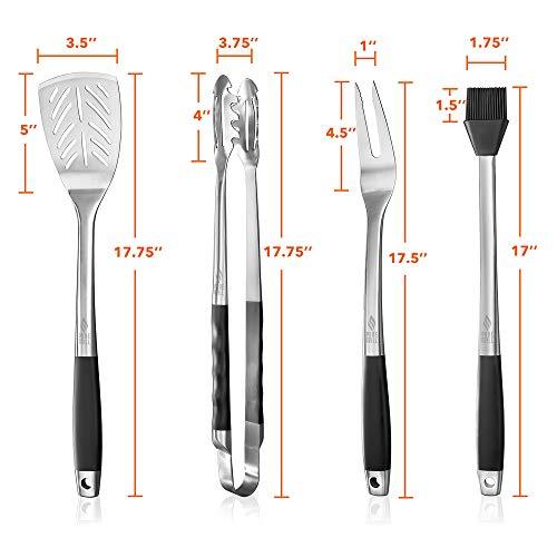 Pure Grill 4-Piece Stainless Steel BBQ Tool Utensil Set - Professional Grade Barbecue Accessories - CookCave