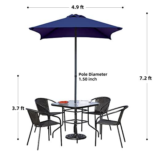 Trenovo 4.9 ft Patio Umbrella - Outdoor Table Umbrella with 4 Reinforced Ribs, UV Protection & Waterproof Market Umbrella for Garden, Lawn, Deck, Backyard, Pool (Navy Blue) - CookCave