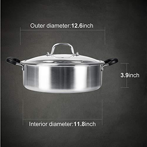 Hot Pot with Divider Stainless Steel Shabu Shabu Pot for Induction Cooktop Gas Stove Hotpot PotSuitable for 4-5 Person (12.6 inch) - CookCave