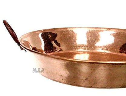 Paella Pan 17" Paellera de Cobre Spain España 100% Pure Hammered Hand-made Artisan Copper Classic Traditional Seafood Marisco Cazo - CookCave