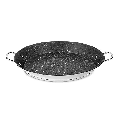 ACTIV CUISINE Paella Pan, 14 Inch Stainless Steel Paella Pan, Non-stick Coating, Seafood and Meat for 6 Servings, Cooking Pan Suitable for All Cooktops Including Induction, 36 CM - CookCave