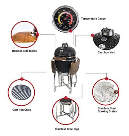 Outlast 22" Large Ceramic Kamado Barbecue Charcoal Grill - CookCave