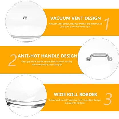 DOITOOL Tempered Glass Lid with Steam Vent Hole, 13 Inch Cookware Glass Replacement Lid, Universal Pot and Pan Lid Replacement Glass Lid for Frying Pan Wok Pot Skillet - CookCave