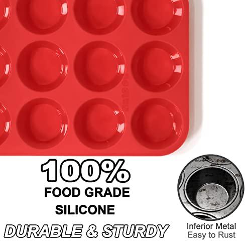 Anaeat Silicone Muffin Pan - Mini 24 Cups Cupcake Tray, Non-Stick Silicone Baking Molds for Making Muffin Cakes, Cupcake, Chocolate, Bread,Tart and Desserts, Just Pop Out - CookCave