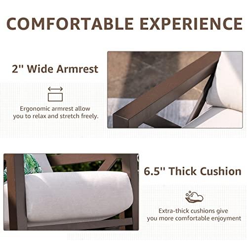 NATURAL EXPRESSIONS Rocking Bistro Set, 3 Piece Outdoor Patio Conversation Furniture Set with 2 Rockers and 1 Metal Coffee Table with Thick Cushions for Backyard,Porch,Poolside,300lbs - CookCave