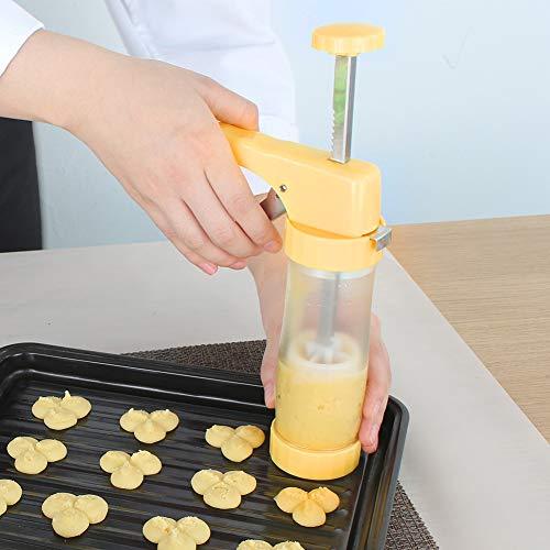 Ourokhome Cookie Press Icing Gun - Biscuit Maker Machine with 16 Discs and 6 Cake Decoration Tips (Yellow) - CookCave