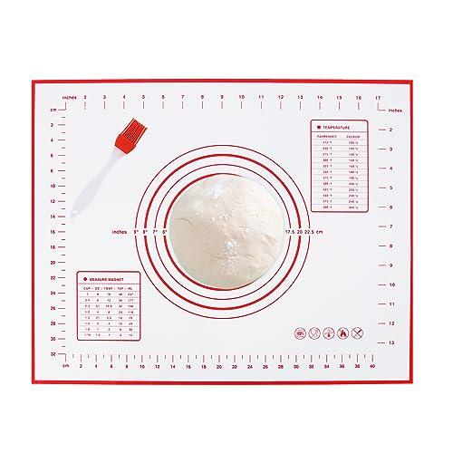 Silicone Pastry Mat Non Stick Silicone Baking Mats with Measurement 16" x 20" Non Slip Kneading Mat for Rolling Dough/Pizza/Fondant/Bread/Pie/Cookies/Pasta Kitchen Baking Supplies Tools, 1 Pack - CookCave