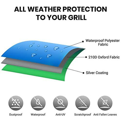 Velway BBQ Gas Grill Cover 57 Inch Heavy Duty Oxford Barbecue Cover Outdoor Waterproof UV Protection Black BBQ Cover Durable Windproof Dust-Proof with Storage Bag & Drawstring (57" L x 24" W x 46" H) - CookCave