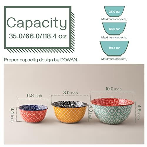 DOWAN Mixing Bowls, Ceramic Mixing Bowls for Kitchen, Colorful Vibrant Nesting Bowls for Cooking, Baking, Prepping, Serving, Salad, Housewarming Gift, Microwave Dishwasher Safe, 3.7/2/1 Qt, Set of 3 - CookCave