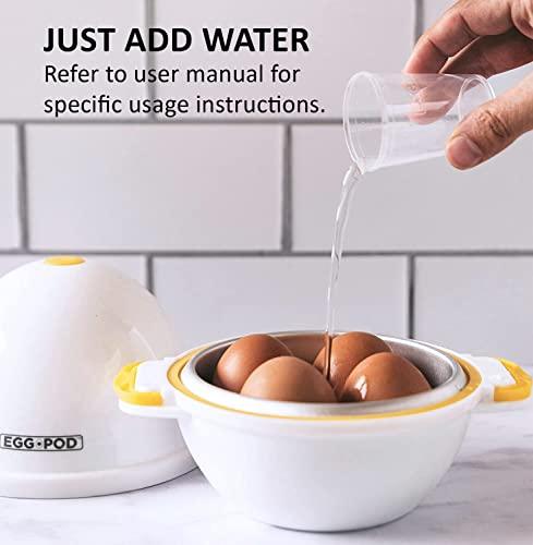 Eggpod by Emson Egg Cooker Wireless Microwave Hardboiled Egg Maker, Cooker, Egg Boiler & Steamer, 4 Perfectly-Cooked Hard boiled Eggs in Under 9 minutes As Seen On TV - CookCave