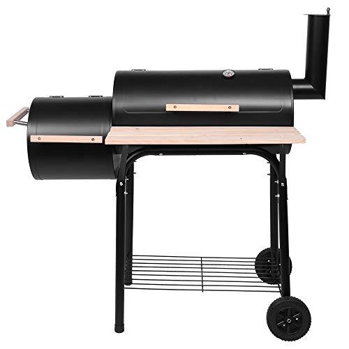 Charcoal Grill with Side Fire Box and Offset Smoker, BBQ Outdoor Picnic, Camping, Patio Backyard Cooking - CookCave