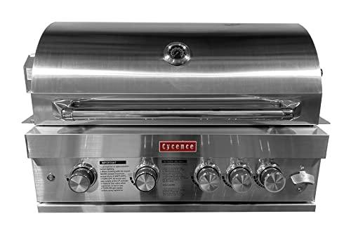 Cycence CY-GR0434CV-R 32 Inch 4 Burner Professional Built-In Gas Grill, LPG or Natural Gas, Professional Stainless Steel with Free Rotisseries Kit - CookCave