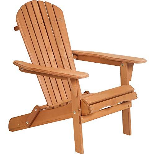 Adirondack Chair,Folding Wooden Lounger Chair，All-Weather Chair for Fire Pit/Garden/Fish with 250lbs Duty Rating，Natural - CookCave