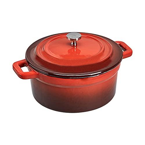 AmazonCommercial Enameled Cast Iron Covered Small Round Cocotte, 18 Ounce, Red - CookCave