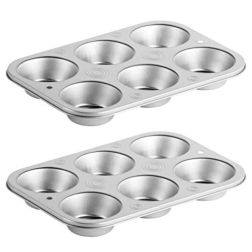 DecorRack 2 Pack Non-Stick Muffin Pans, 6-Cup, Bakeware for Baking Cupcakes (Pack of 2) - CookCave