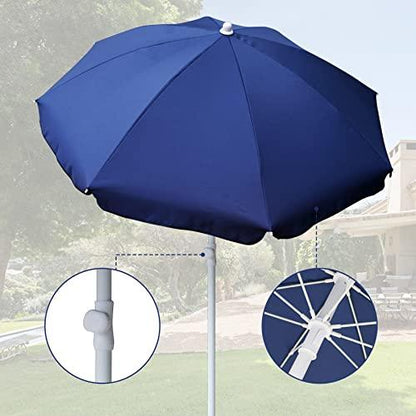 AMMSUN 6FT Portable Picnic Outdoor Canopy Sunshade Beach Umbrella with Tilt Function, Small Patio Umbrella - UPF 50+ protection Beach Chair Umbrella 6' Blue - CookCave