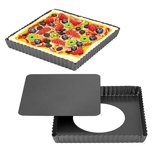 MEICHU 8 Inch Tart Pan Square, Quiche Pan, Nonstick Mini Tart Pan with Removable Bottom, Carbon Steel Reusable Baking Tools - CookCave