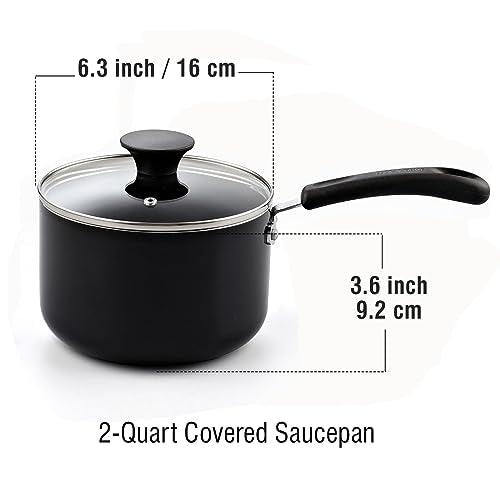 Cook N Home Nonstick Sauce Pan with Glass Lid 2-Qt, Multi-purpose Pot Saucepan Kitchenware, Black, Aluminum - CookCave