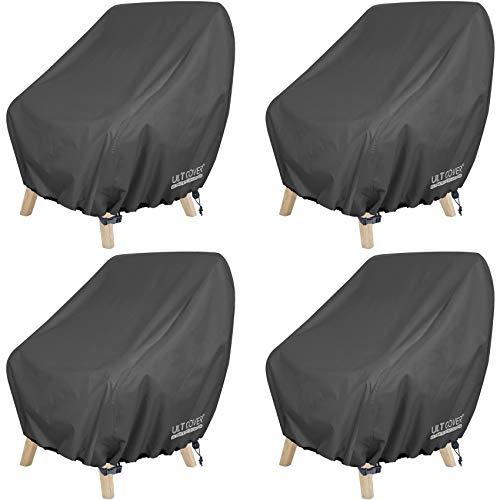 ULTCOVER Waterproof Patio Chair Cover – Outdoor Lounge Deep Seat Single Lawn Chair Cover 4 Pack Fits Up to 28W x 30D x 32H inches, Black - CookCave