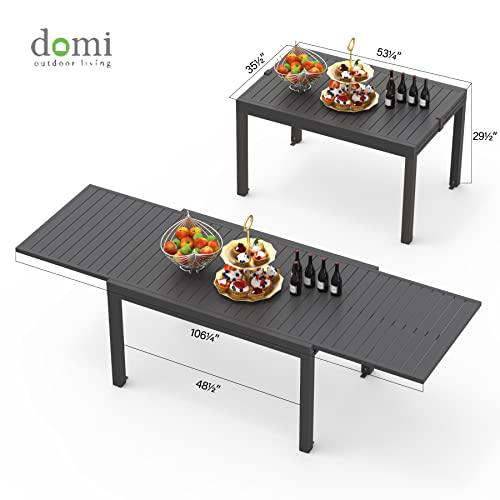 Domi Patio Dining Expandable Table, Metal Aluminum Outdoor Table for Porch Lawn Garden Bistro Rectangular Table Dark Brown - CookCave