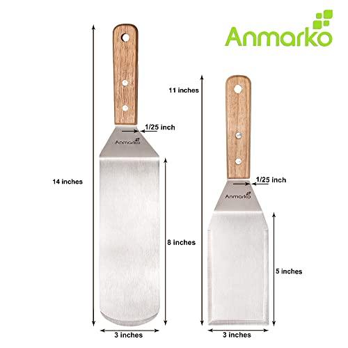 Professional Metal Spatula Set - Stainless Steel Spatula and Griddle Scraper - Heavy Spatula Griddle Accessories Great for Cast Iron Griddle BBQ Flat Top Grill - Commercial Grade - CookCave
