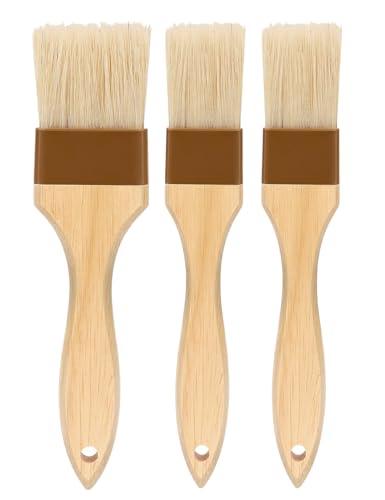 Pastry brush,Basting brush for Cooking,Natural Bristle BBQ Brush for Oil & Sauce,Wooden Handle Food Brush for Baking,Easy Clean Butter Brush,Durable Kitchen Culinary Utensil (1", 1 1/2 Inch,3 Pack) - CookCave