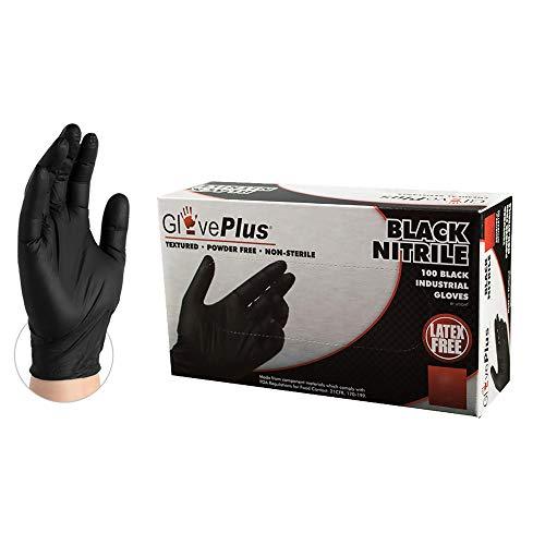 GLOVEWORKS Black Disposable Nitrile Industrial Gloves, 5 Mil, Latex & Powder-Free, Food-Safe, Textured, Large, Box of 100 - CookCave