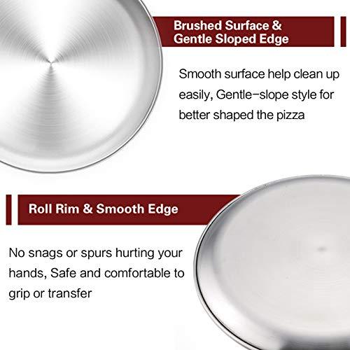 TeamFar Pizza Pan, 12 inch Pizza Pan Set Round Pizza Oven Baking Pans Tray Stainless Steel for Home Restaurant Party, Healthy & Heavy Duty, Dishwasher Safe & Easy Clean - Set of 4 - CookCave