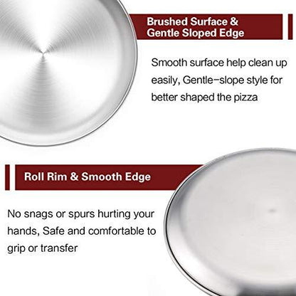 TeamFar Pizza Pan, 12 inch Pizza Pan Set Round Pizza Oven Baking Pans Tray Stainless Steel for Home Restaurant Party, Healthy & Heavy Duty, Dishwasher Safe & Easy Clean - Set of 4 - CookCave