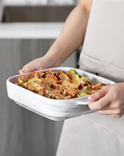 MALACASA Baking Dish, Square Lasagna Pan, 1.6 QT Baking Pan, Deep Casserole Dish for Cooking, Kitchen, Family Dinner, Banquet and Daily Use, 8.5 x 8.5 x 2.5 inch, Series BAKE-GREY - CookCave