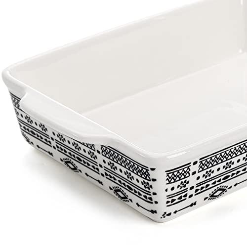 YOUEON Set of 3 Ceramic Baking Dish with Handles, Porcelain Bakeware Set with Boho Pattern, Casserole Dish, Lasagna Pans, Rectangular Baking Dish for Kitchen, Cooking, Cake Dinner - CookCave