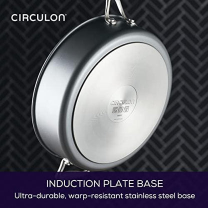 Circulon A1 Series with ScratchDefense Technology Nonstick Induction Sauté Pan with Helper Handle and Lid, 5 Quart, Graphite - CookCave