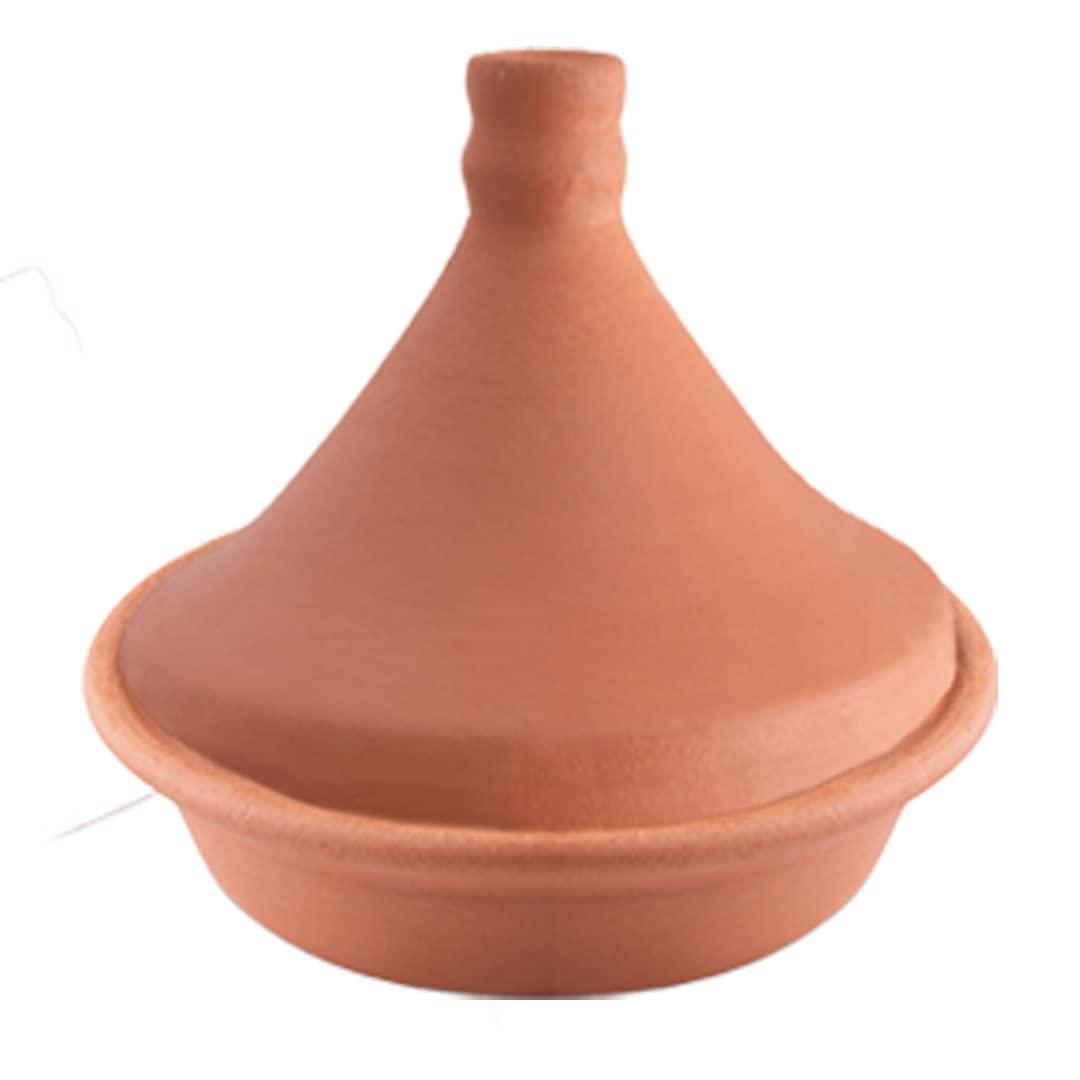 Handmade Clay Tagine Pot for Cooking, Lead-Free Unglazed Earthenware Tajine Pot for Stovetop, Terracotta Tangine Pot for Moroccan, Indian, and Asian Dishes (Medium) - CookCave