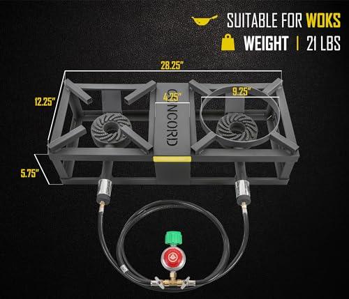 CONCORD THE BLOCK BURNER MAX Double Propane Outdoor Burner. 200,000 Total BTU. Wok Burner. Great for Home Brewing, Stir Frying, Camping, Tailgating, and More! - CookCave