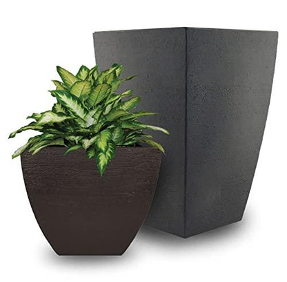 Tusco Products MSQT19BK Modern Square Garden Planter, 19-Inches Tall, Black - CookCave