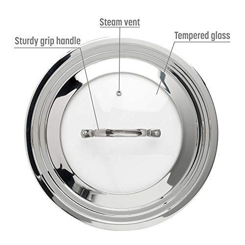 Goodful Universal Lid for Pots, Pans and Skillets, Tempered Glass Steam Vented, Graduated Rim Fits 9.5"-12" Cookware, Replacement Top, Dishwasher Safe, Stainless Steel and Glass - CookCave