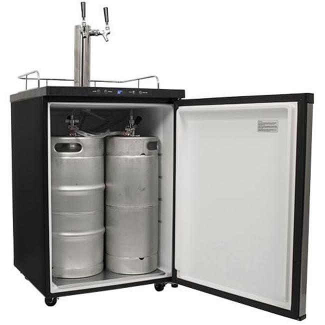 EdgeStar KC3000SSTWIN Full Size Dual Tap Kegerator with Digital Display - Black and Stainless Steel - CookCave